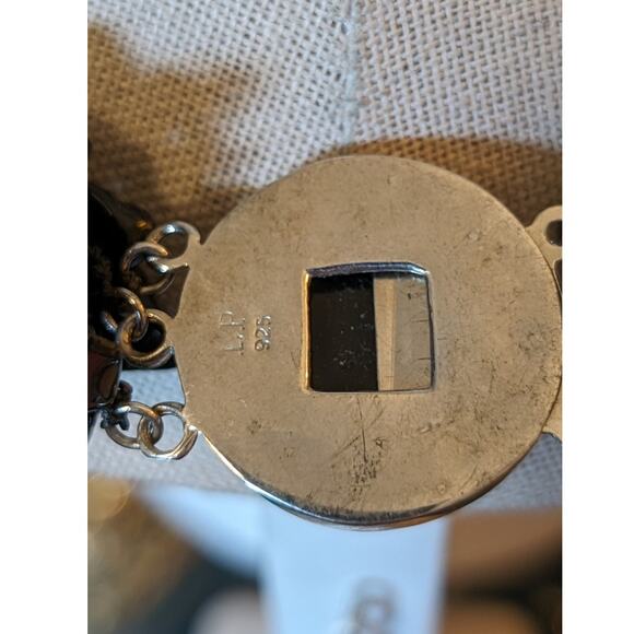 Six Strand White Coin Pearl Black Onyx Chip Sterling Slide In Clasp Necklace - Picture 5 of 8